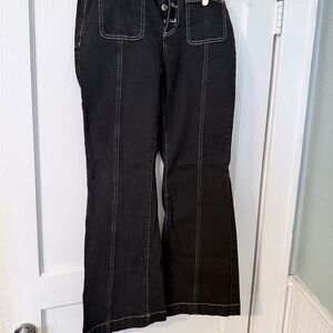 Black flare Stitch-Detail Jeans